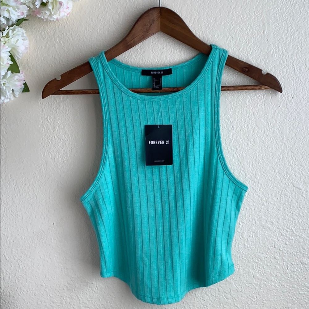 Forever 21 Aqua Knit Crop Top